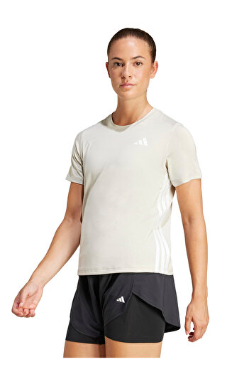 adidas JD6530 WE 3S CREW TEE Μπεζ μπλουζάκι με λαιμόκοψη κανονικό γυναικείο μπλουζάκι