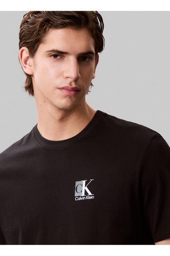 Calvin Klein Bisiklet Yaka Siyah Erkek T-Shirt LV04RC853GUB1_SS 30s EU SP CK ABSTR
