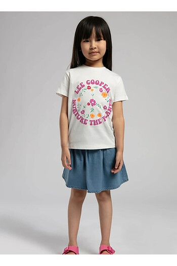 Lee Cooper Printed Ecru Girl's T-Shirt 252 Lcg 242001