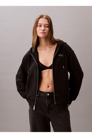 Calvin Klein Dámský boyfriend fit mikina s kapucí a zipem - černá