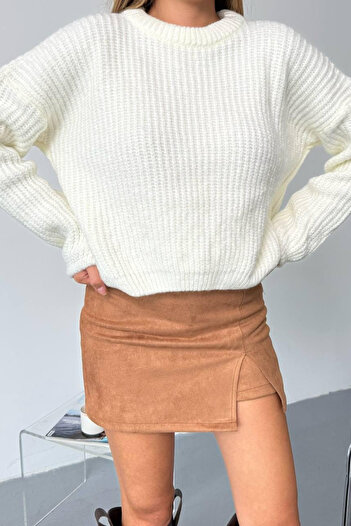 İLKCET MODA Πλεκτό πουλόβερ με μπαλόνι μανίκι Oversize
