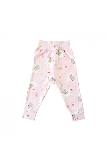 OEM Baby pants with cuffs and wide elastic waist – Premium cotton jersey, Pink