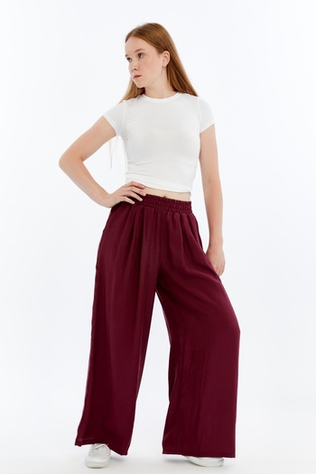 Maison La Femme Women's Trousers Tansel Fabric High Waist Wide Leg