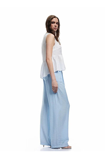 Koton X Melis Agazat Blue Women's Loose Fit Pants 5Sak40491Pw