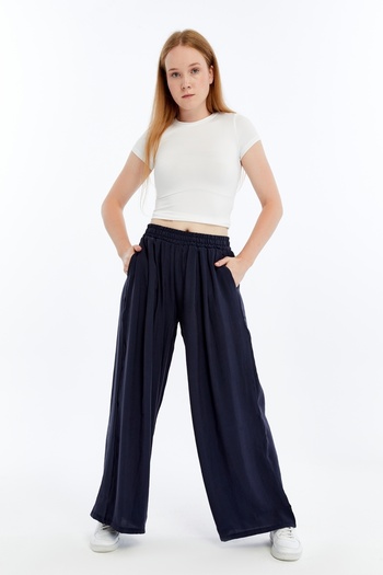 Maison La Femme Women's Trousers Tansel Fabric High Waist Wide Leg