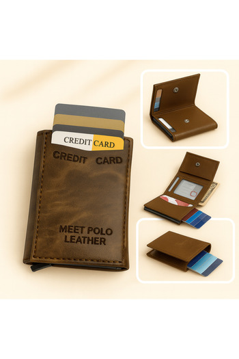 ZERAMİNE Mechanismed Faux Leather Men's Wallet – Waterproof Multi-Compartment Card Holder
