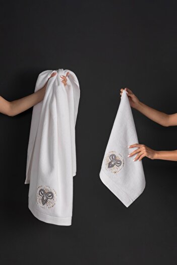 VAROL %100 MİCROCOTTON ÜST KALİTE HAVLU SETİ BURÇ NAKIŞLI