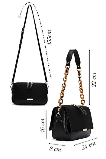 Derimod Women's Black Chain Strap Suede Crossbody Bag 25Abd210210