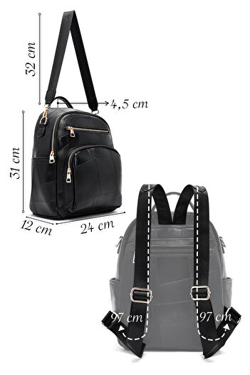 Derimod Women's Black Long Strap Printed Backpack 25Abd261726