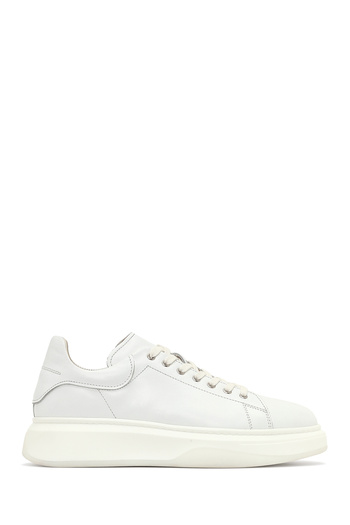 Derimod Men's White Lace-Up Thick Soled Leather Sneaker 25Wfd632318