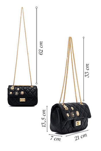 Derimod Women's Black Long Strap Quilted Shoulder Bag 25Abd2611Kp