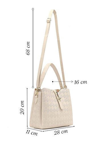 Derimod Women's Cream Long Strap Printed Classic Shoulder Bag 25Sbd202826