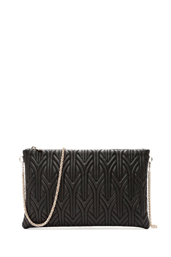 Derimod Women's Black Long Chain Strap Quilted Portfolio Bag 25Wbd2209Kp