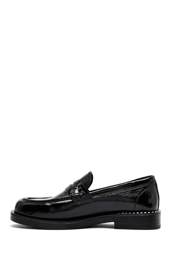 Derimod Women's Black Patent Leather Masculine Loafer 25Afd510416