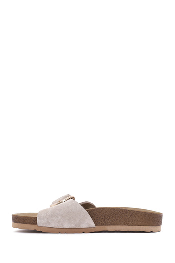 Derimod Women's Mink Buckle Suede Leather Slippers 25Sfd130610