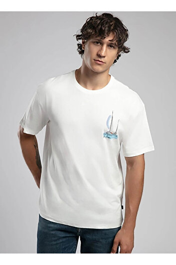 Lee Cooper Round Neck Ecru Men's T-Shirt 252 Lcm 242041 Kelvin Ecru