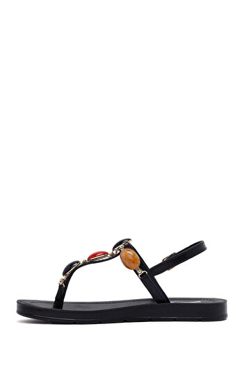 Derimod Women's Black Flip Flops Stone Sandals 25Sfe464418