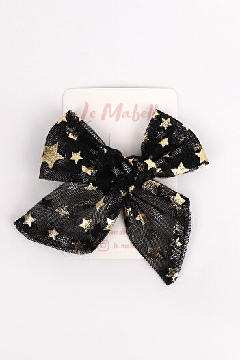 Le Mabelle Black Star Printed Tulle Girl's Clip Buckle