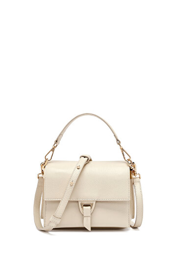 Derimod Women's Cream Long Strap Leather Mini Crossbody Bag 25Sbd2350Ft