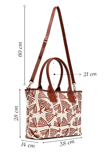 Derimod Kastamonu Stone Print Women's Tan Long Strap Patterned Fabric Shoulder Bag 25Sbd22536F