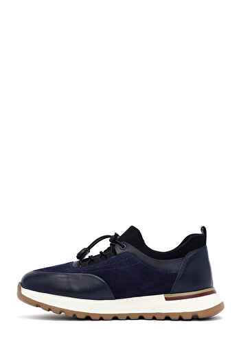 Derimod Men's Navy Blue Lace-Up Leather Sneaker 25Sfd641114
