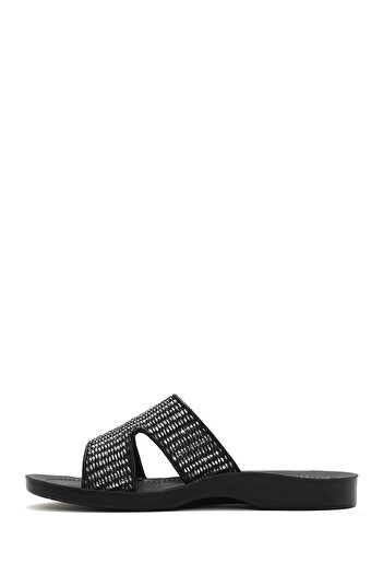 Derimod Women's Black Straw Slippers 25Sfe4636M7