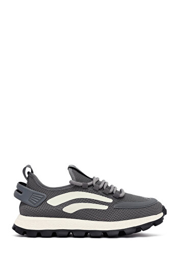 Derimod Zero Men's Gray Lace-Up Thick Sole Fabric Sneaker 25Sfd69406F