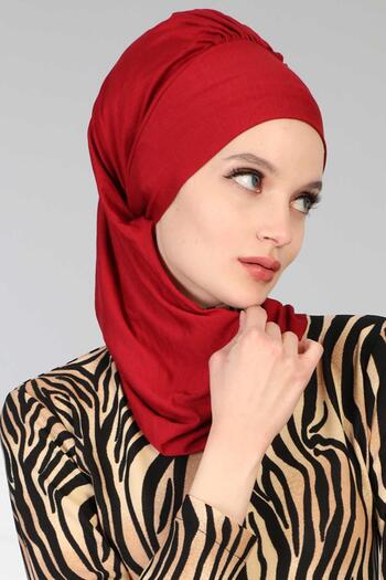 Aisha's Design Ready-Made Turban with Side Ruffles, Combed Cotton, Ht-73, Burgundy