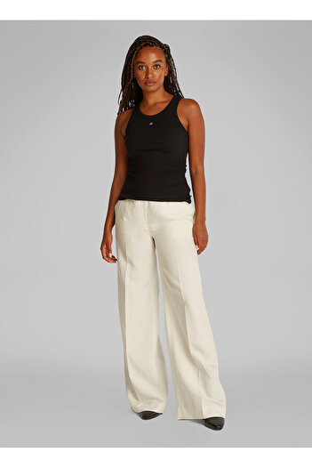 Calvin Klein Yuvarlak Yaka Düz Siyah Kadın Atlet K20K208065BEH