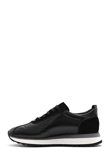 Derimod Men's Black Lace-Up Thick Soled Leather Sneaker 25Sfd 622014