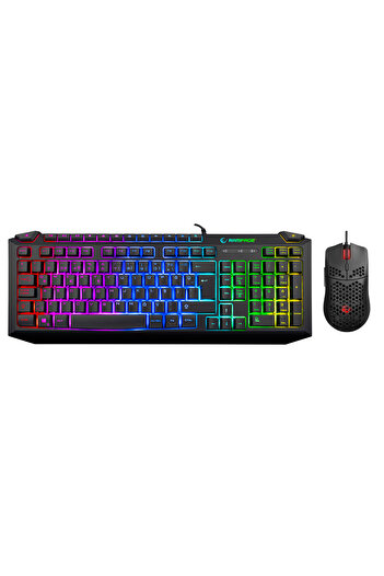 Rampage KB-R310 BROKER V2 Siyah Usb Gökkuşağı Zemin Aydınlatmalı 12800 DPI Oyuncu Klavye + Mouse Set