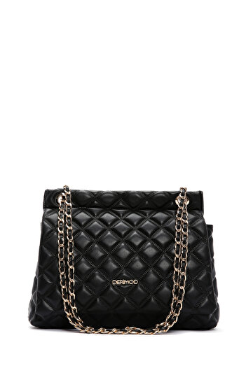 Derimod Women's Black Long Strap Quilted Shoulder Bag 25Sbd2009Kp