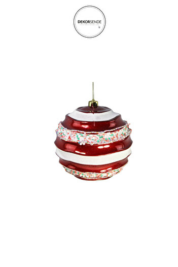 Dekorsende New Year's Ornament Glitter Ball with Candy Red 15 cm