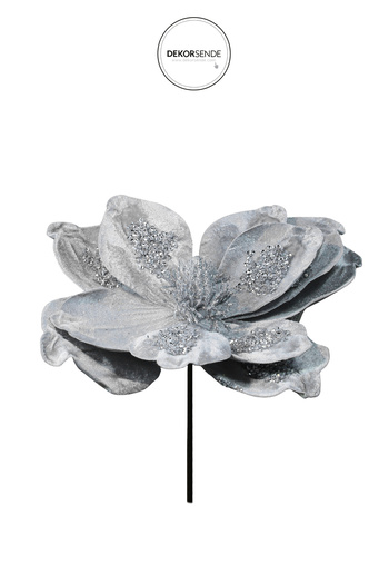 Dekorsende Artificial Velvet Stone Ponsetia Silvery Magnolia Branch Gray 20 cm