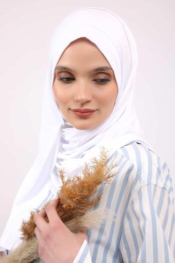 Aisha's Design Practical Combed Cotton Shawl, Ps-16, White