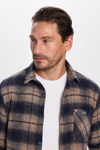 Tudors Men's Slim Fit Slim Fit Lumberjack Single Pocket Checkered Winter Shirt