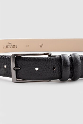 Tudors Ανδρική ζώνη 100% γνήσιο δέρμα 3,5 cm Κλασική Μαύρη Ζώνη