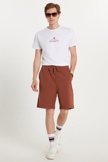 Tudors Men's Relax Fit Relaxed Cut Brown Bermuda Shorts with Side Pockets