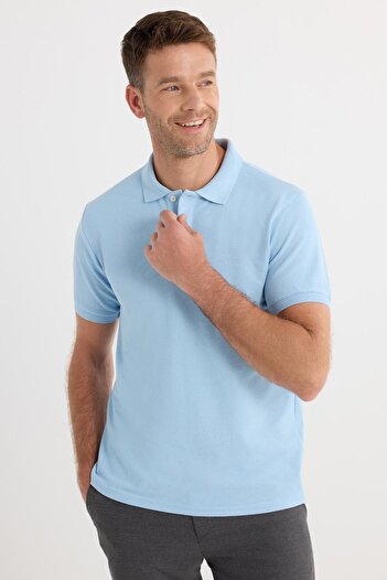 Tudors Pánské Slim Fit Slim Fit Bavlna Měkká textura Prodyšná tkanina S límcem proti kroucení Modré tričko Polo límec
