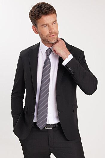 Tudors Men's Regular Fit Stretchy Lycra Fabric Mono Collar Covered Pocket Suit