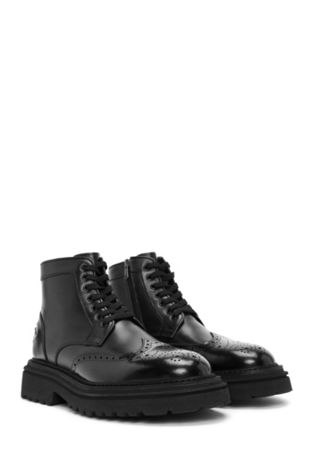 Derimod Ανδρικές μαύρες δερμάτινες μπότες casual με φερμουάρ 24WFD720518