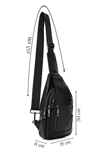 Derimod Men's Black Leather Crossbody Bag 23Sbd3100Ft