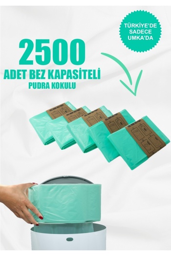 Korbell 5 Pack Garbage Bags with 2500 Pieces of Powder Scented Baby Diaper Capacity Compatible with 16 Lt Trash Cans