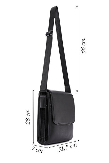 Derimod Men's Black Leather Messenger Bag 22Wbd3502Ft