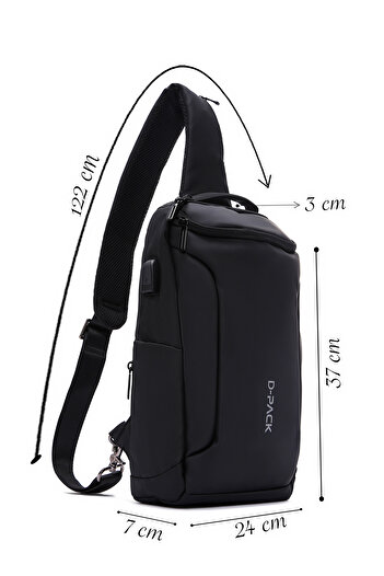 Derimod D-Pack Men's Black Technical Fabric Crossbody Bag 23Sbd30016F