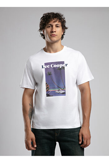 Lee Cooper Ανδρικό μπλουζάκι με στρογγυλή λαιμόκοψη λευκό 252 Lcm 242052 Enric White