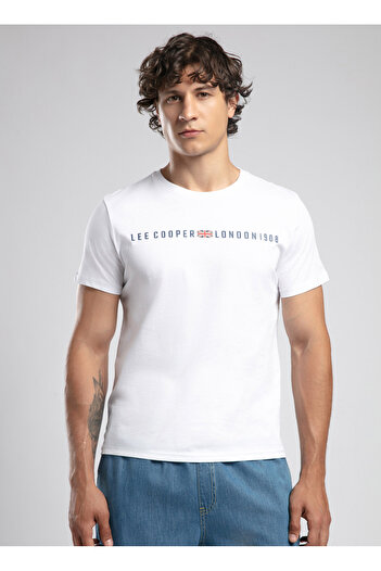 Lee Cooper Ανδρικό μπλουζάκι με στρογγυλή λαιμόκοψη λευκό 252 LCM 242023 STEW WHITE