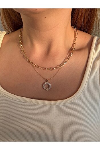 Petra Jeweils Gold Ring Pendant Double Chain