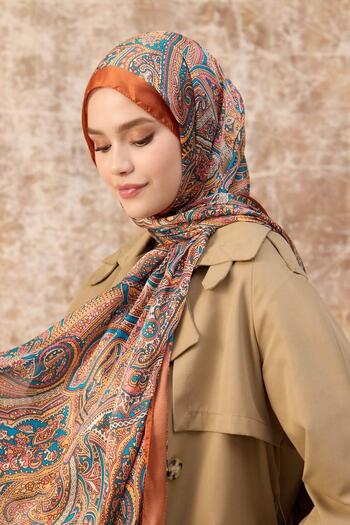İpekhan Orange Indian Silk Shawl - 5003-04