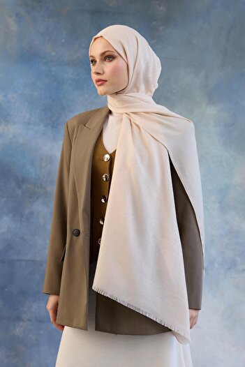 İpekhan Logo Pattern Cotton Jacquard Shawl Alaçatı 8008-25